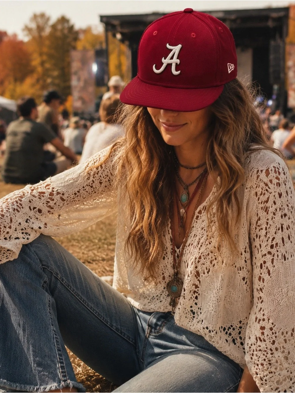 New Era Youth Cardinal Cap with White 'A' Logo